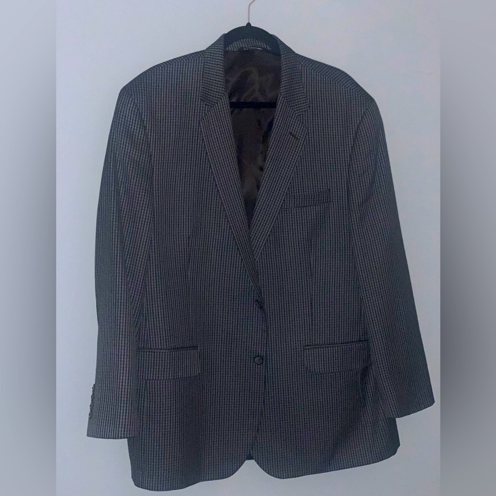 CROFT & BARROW BLUE/GREY/BLACK WOOL BLAZER Size 44R